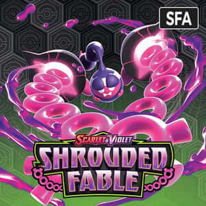 Shrouded Fable SFA Pokémon booster pack art featuring vibrant colors and dynamic design elements.