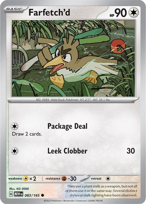 Pokémon Farfetch'd single card featuring the iconic duck Pokémon from the Pokémon trading card game.