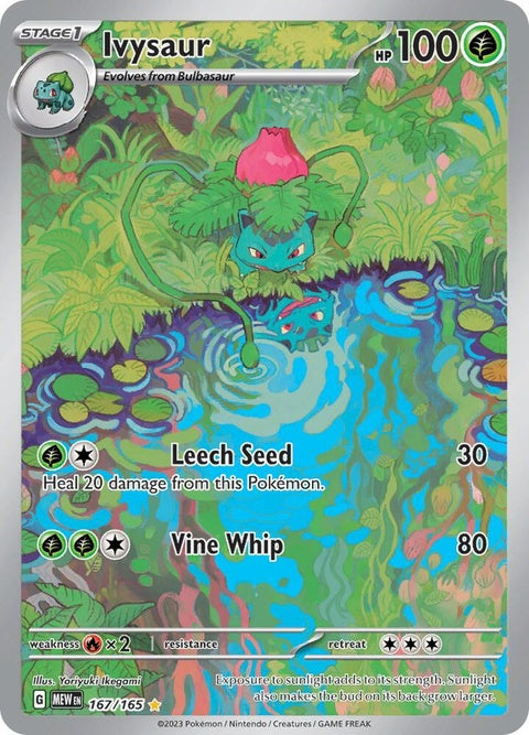 Ivysaur Pokémon single card featuring detailed artwork, vibrant green plant design, and the Pokémon brand logo.