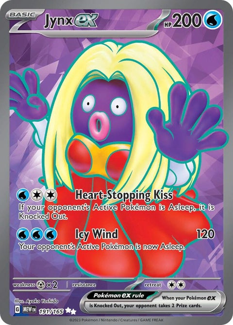 Pokémon Jynx EX Pokémon card, featuring the Psychic and Ice-type Pokémon in a vibrant illustration.