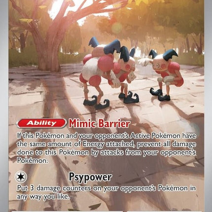 Pokémon Mr. Mime single card from set 151, colorful illustration featuring the Psychic and Fairy-type Pokémon.