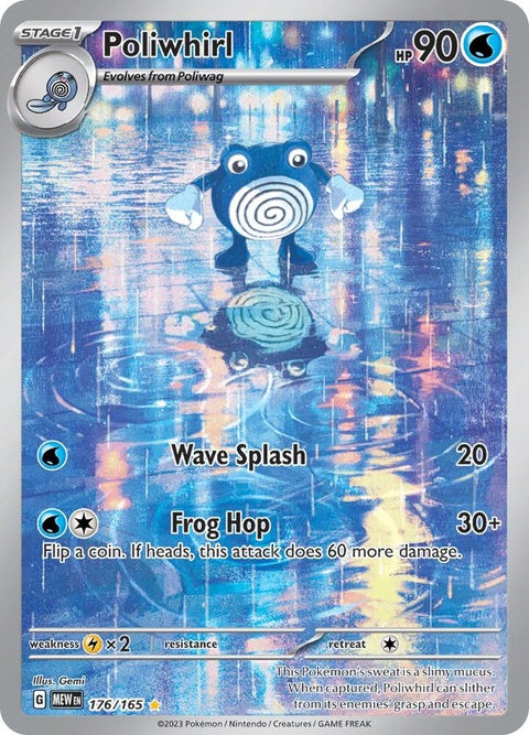Poliwhirl Pokémon card from the Pokémon Singles collection, featuring detailed artwork and vibrant colors.
