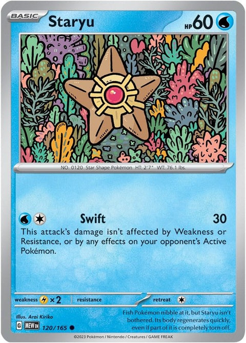 Image of Pokémon Staryu, a single-card from the Pokémon trading card game, featuring vibrant artwork and the number 151.