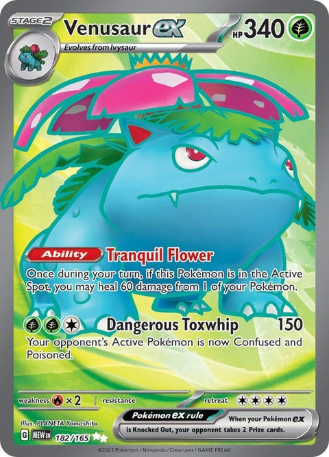 Pokémon Venusaur EX card from the Singles set, featuring detailed artwork of the grass and poison-type Pokémon.