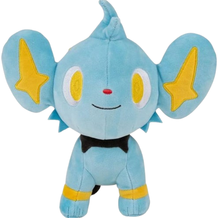 Blue plush toy with yellow accents on a white background