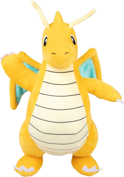 Plush toy of a yellow dragon-like creature on a white background