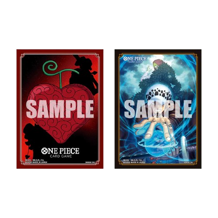 Two 'One Piece' themed card game sample cards on a white background