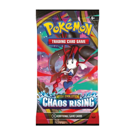 Pokémon Trading Card Game Mega Evolution Chaos Rising packaging on a white background
