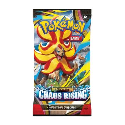 Pokémon trading card game pack with a fiery creature illustration on a white background