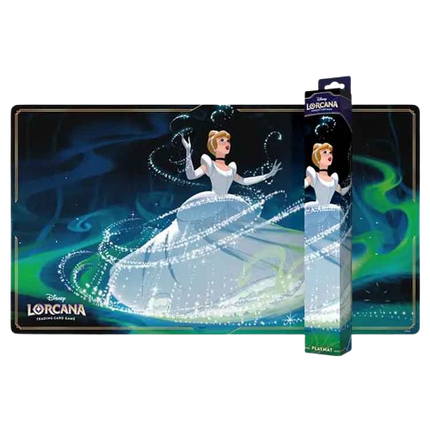 Disney-themed playmat with Cinderella design and Lorcana branding