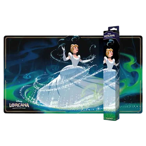 Disney-themed playmat with Cinderella design and Lorcana branding