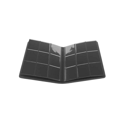 Black plastic corner bracket on a white background