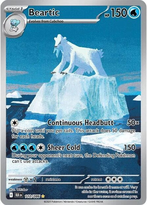 Black Bolt Beartic Pokémon singles card, featuring artwork of the Ice-type Pokémon from the Pokémon brand.
