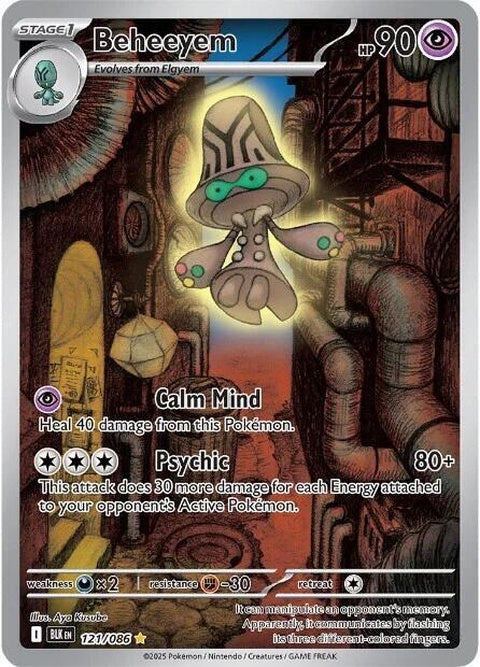 Black Bolt Pokémon card featuring Beheeyem from the Singles Pokémon trading card game series.