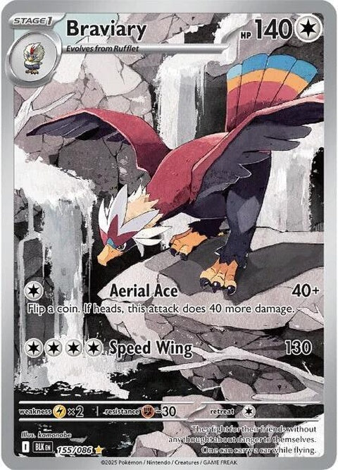 Black Bolt Pokémon card featuring Braviary, a single card from the Pokémon brand with detailed artwork.