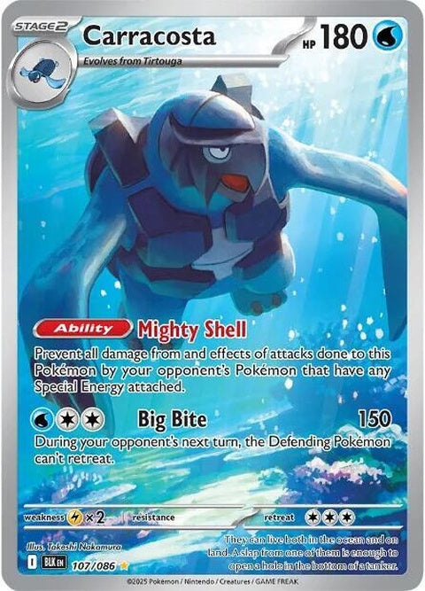 Black Bolt Pokémon card featuring Carracosta, single card from the Pokémon trading card game, detailed artwork and vibrant design.