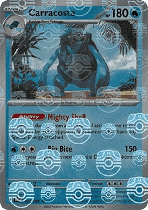 Black Bolt Carracosta Pokémon card with Master Ball pattern, featuring a detailed illustration of the Water/Rock type Pokémon.