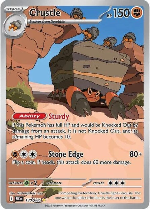 Black Bolt Pokémon Crustle single card, featuring artwork of the Bug and Rock-type Pokémon in a dynamic pose.