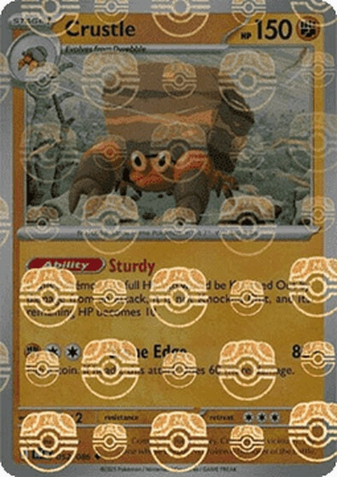 Black Bolt Crustle Pokémon card featuring Master Ball pattern, showcasing the Pokémon and vibrant background design.