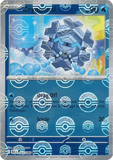 Black Bolt Cryogonal Pokémon card with Poke Ball pattern, featuring a single card from the Pokémon brand.