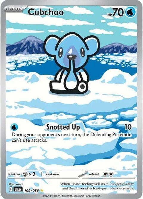 Black Bolt Pokémon card featuring Cubchoo, a singles Pokémon trading card from the Black Bolt series.