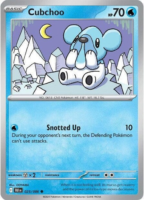 Black Bolt Pokémon card featuring Cubchoo, a single card from the Pokémon trading card game.