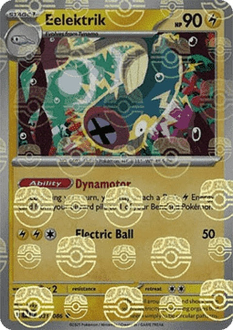 Black Bolt Eelektrik Pokémon card with Master Ball pattern, featuring a single card from the Pokémon brand.