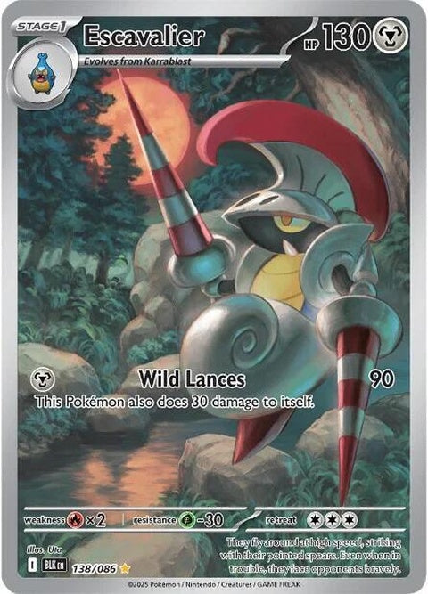 Black Bolt Pokémon card featuring Escavalier, a single trading card from the Pokémon series.