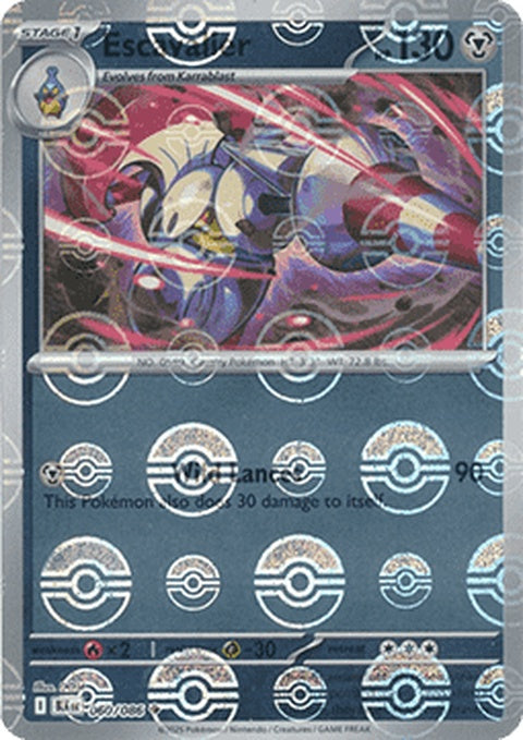 Black Bolt Escavalier Pokémon trading card with Poke Ball pattern, featuring Black Bolt and Escavalier in a singles card format.