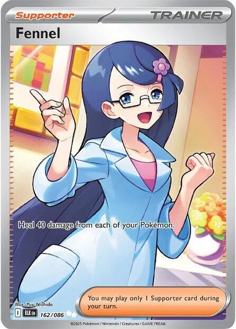Black Bolt Pokémon card featuring Fennel, a single card from the Pokémon trading card game, with detailed artwork and branding.