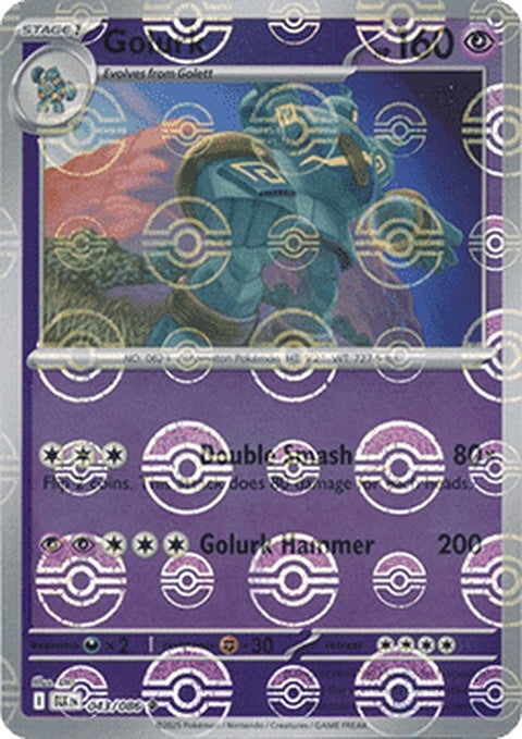 Black Bolt Pokémon card featuring Golurk with Poke Ball pattern, part of the Singles series by Pokémon.