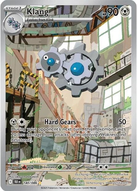 Black Bolt Pokémon Klang single card, featuring black and metallic design, from the Pokémon trading card game.