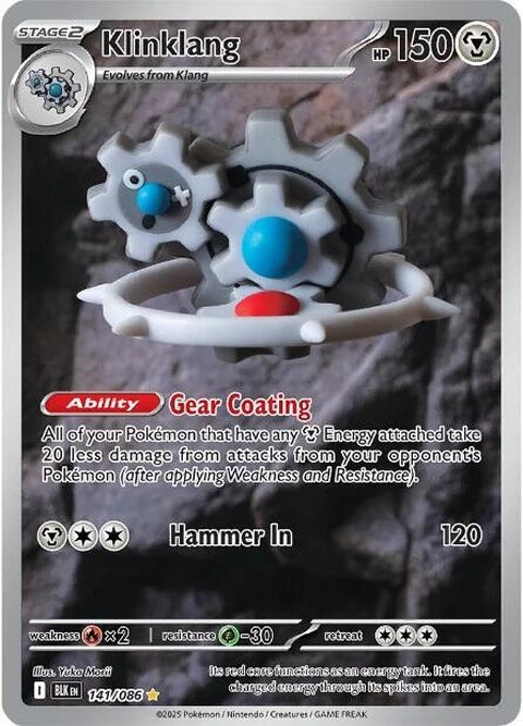 Black Bolt and Klinklang Pokémon singles card featuring artwork of Black Bolt and Klinklang from the Pokémon trading card game.