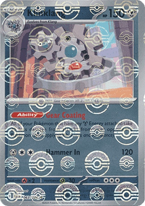 Black Bolt Klinklang Pokémon figure with Poke Ball pattern, featuring detailed design and vibrant colors.