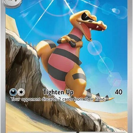 Black Bolt Krokorok Pokémon card featuring artwork of a gray and orange crocodile-like creature with a fierce expression.