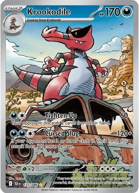 Black Bolt Pokémon card featuring Krookodile, a singles trading card from the Pokémon brand.