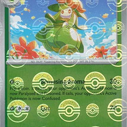 Black Bolt Lilligant Pokémon card featuring a Poke Ball pattern, showcasing the vibrant design and detailed artwork.
