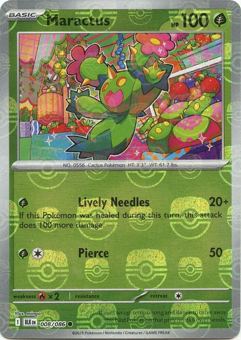 Black Bolt Maractus Pokémon figure with master ball pattern, showcasing detailed design and vibrant colors.