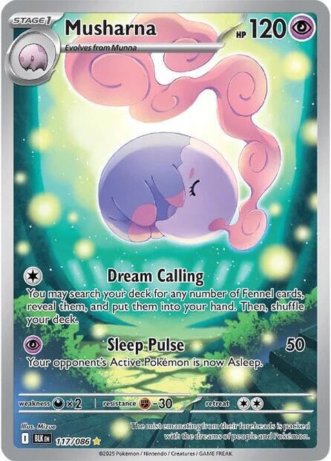 Black Bolt and Musharna Pokémon singles trading card, featuring artwork of Black Bolt and Musharna from Pokémon.