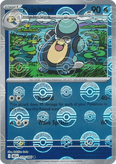 Black Bolt Palpitoad Pokémon card featuring Poke Ball pattern, part of Singles series by Pokémon.