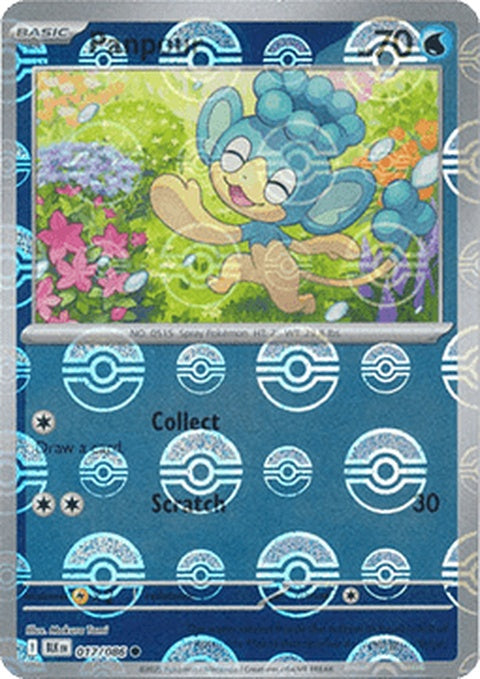 Black Bolt Panpour Pokémon card with Poke Ball pattern, size 17, featuring Pokémon branding and vibrant design.