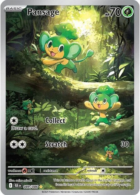 Black Bolt Pokémon card featuring Pansage, singles card from the Pokémon trading card game.