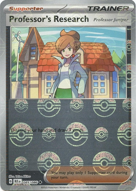 Black Bolt Pokémon card from Professor's Research set, 85 HP with Poke Ball pattern, collectible singles card.
