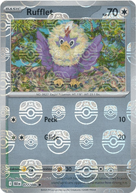 Black Bolt Rufflet Pokémon card with Master Ball pattern, showcasing a single Pokémon from the Pokémon brand.