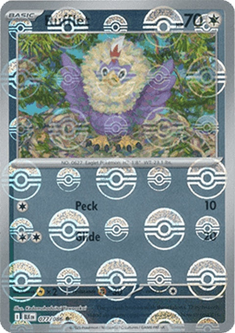Black Bolt-themed Rufflet Pokémon card with Poke Ball pattern, from the Pokémon Singles collection.