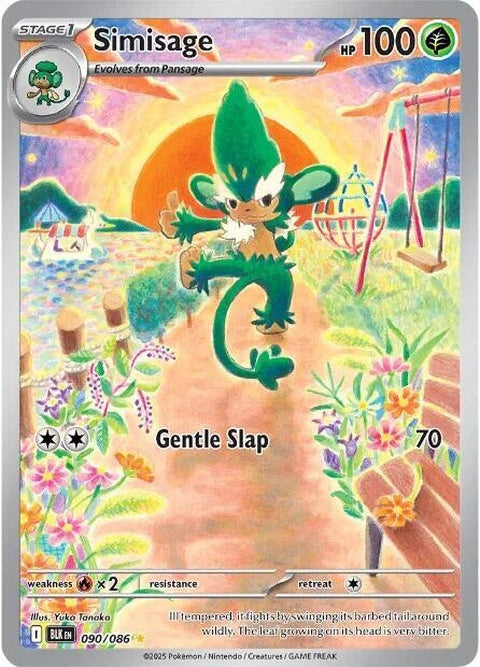 Black Bolt Pokémon Simisage 90 card from the Singles collection, featuring detailed artwork of the grass-type Pokémon.