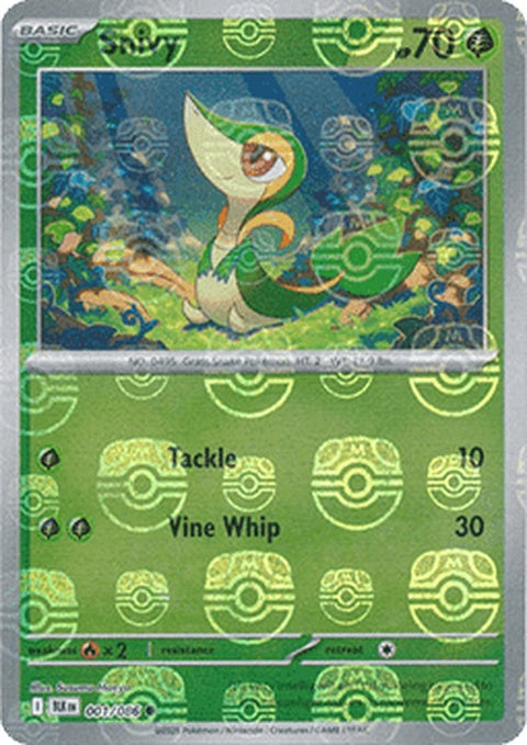 Black Bolt Snivy Pokémon card with Master Ball pattern, featuring a detailed illustration of the Grass-type Pokémon.