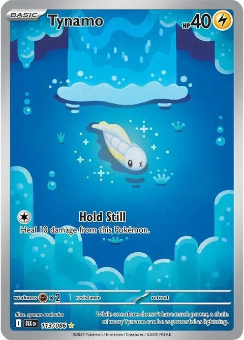 Black Bolt Tynamo Pokémon card, single from the Pokémon trading card game featuring a black and yellow electric-type creature.