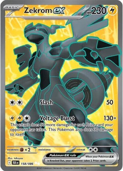 Black Bolt Zekrom-Ex Pokémon card, featuring a sleek black design with Zekrom artwork, for singles trading card game collection.