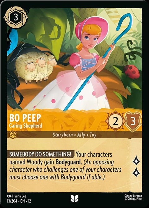 Disney Lorcana Bo Peep Caring Shepherd singles card featuring Bo Peep in her caring shepherd role from the Disney collection.